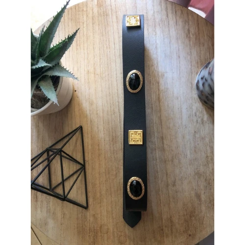 Beach et Bar - Gold Meandros Leather Belt - Christmas 2022